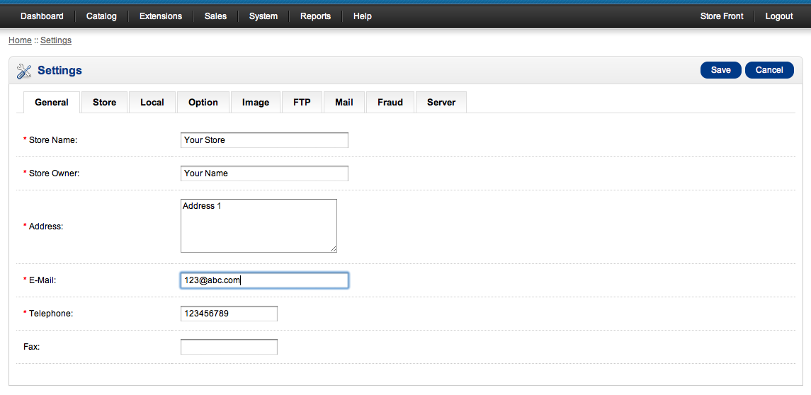 Setting General Tab