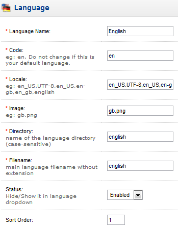 language page backend