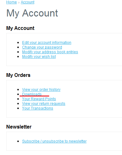 my account downloads