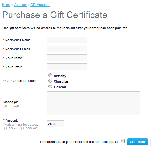 purchase gift certificate